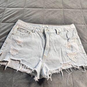 Forever 21 Light Gray Distressed Jean Shorts